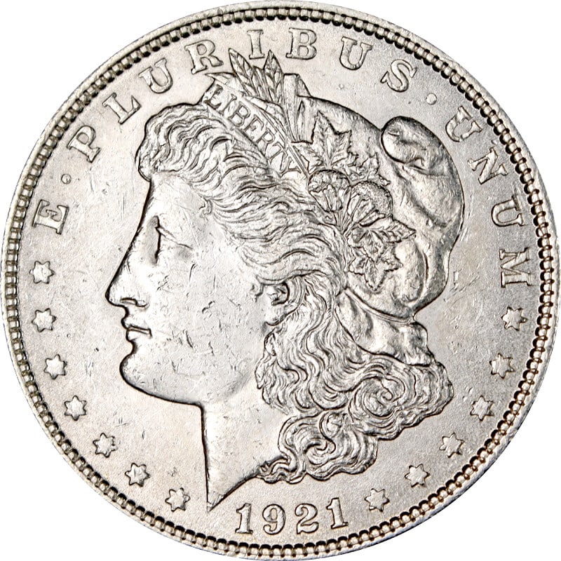 1921 Philadelphia Morgan Dollar VAM 4 Silver Coin With Wide Reeds: 1921 Philadelphia Morgan Dollar VAM 4 Silver Coin With Wide Reeds This 1921-P Morgan Silver Dollar features the VAM 4 variety with wide reeds. The coin is composed of silver with a fineness of 0.9 and