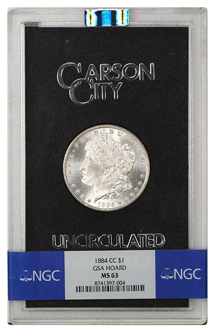 1884-CC Morgan Dollar NGC MS63 Carson City: 1884-CC Morgan Dollar NGC MS63 Carson City This is an 1884-CC Morgan Dollar, graded MS63 by NGC. The coin is uncirculated and was minted in Carson City. It belongs to the Morgan Dollar series and is i