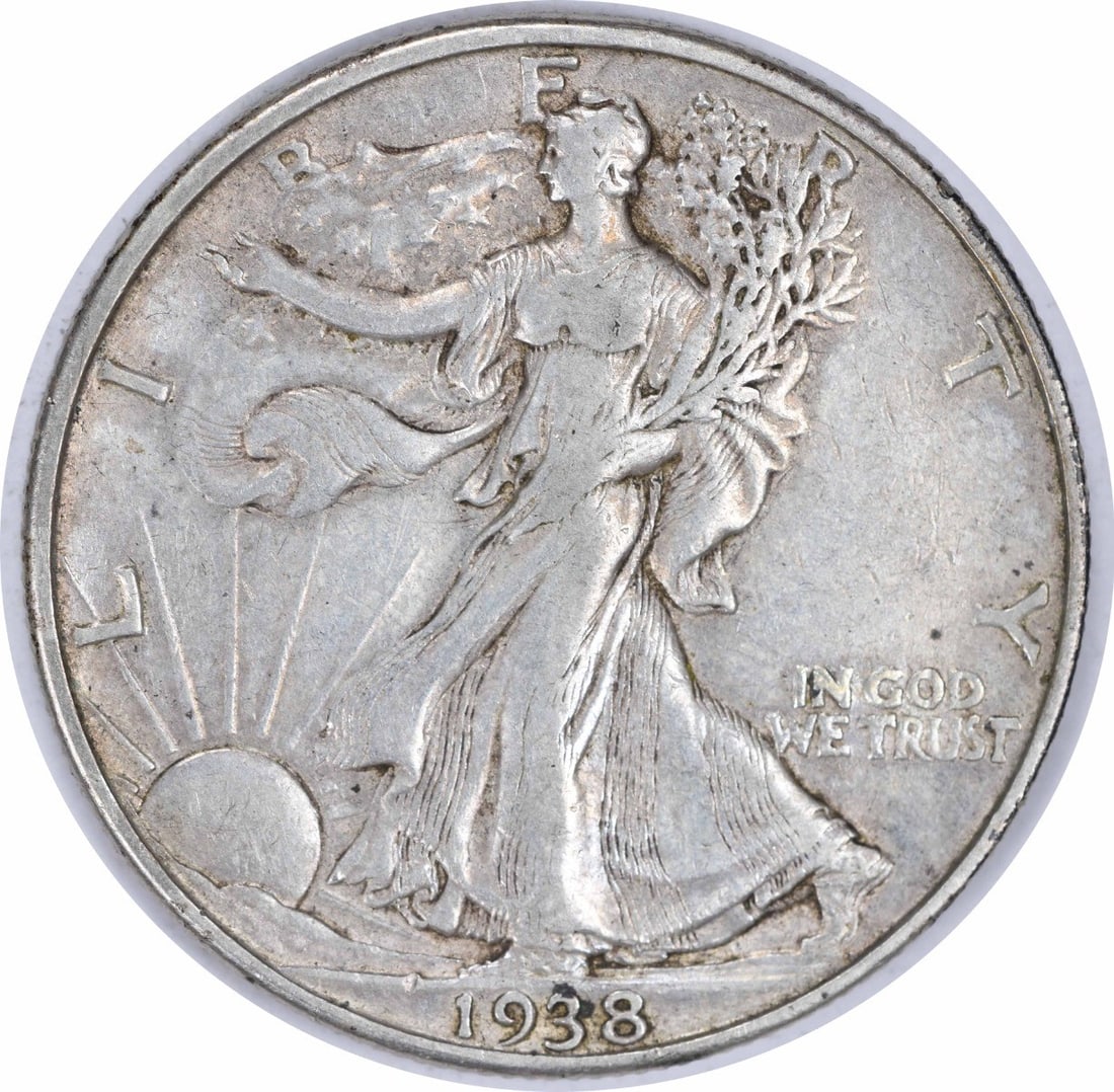 1938 D Denver Walking Liberty 50C Silver Half Dollar Uncertified: 1938 D Denver Walking Liberty 50C Silver Half Dollar Uncertified This 1938-D Walking Liberty Silver Half Dollar is an uncertified, circulated coin featuring the iconic design by Adolph Alexander Weinm