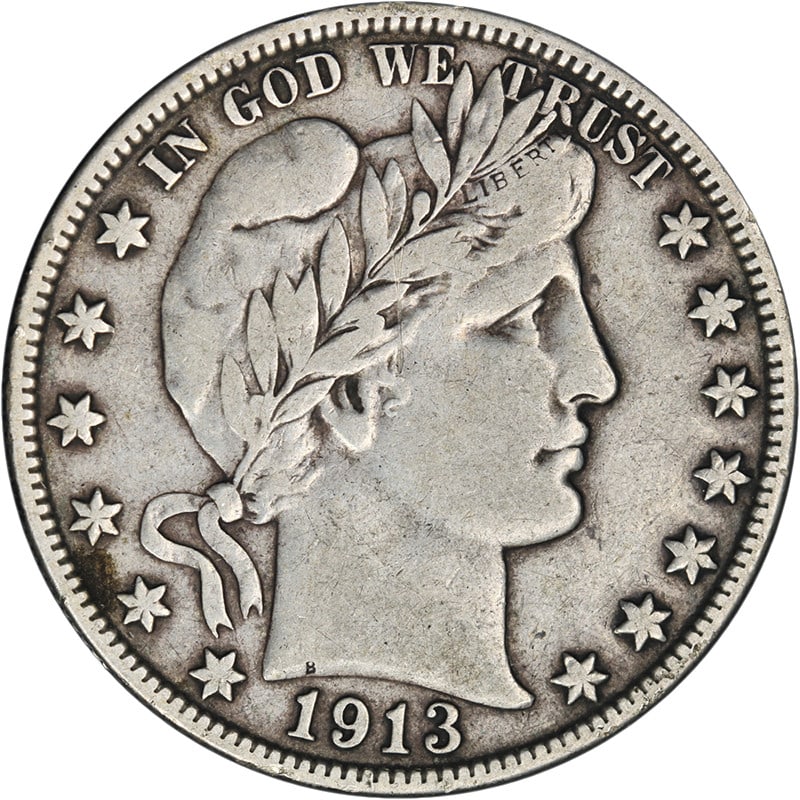 1913-S Silver Barber Half Dollar Choice VF XF (1 of 2)