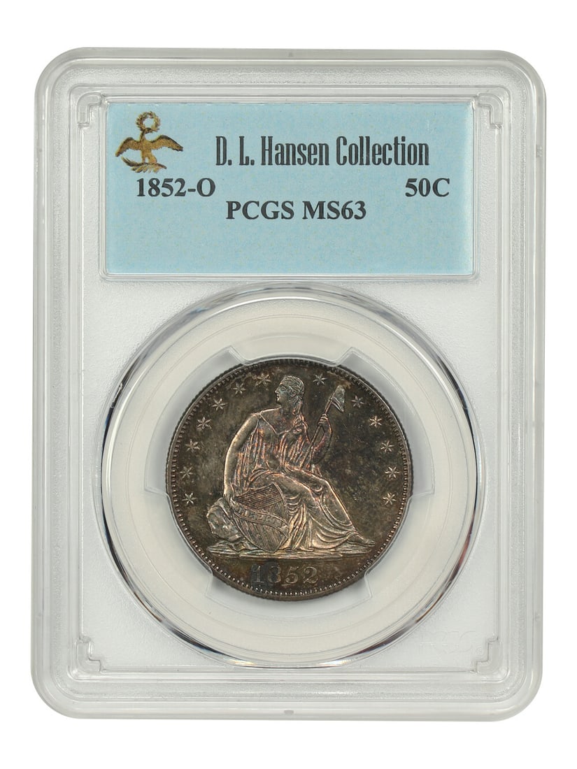 1852-O 50C Liberty Seated Half Dollar PCGS MS63 Rare Uncirculated: 1852-O 50C Liberty Seated Half Dollar PCGS MS63 Rare Uncirculated This 1852-O Liberty Seated Half Dollar is a remarkable collectible, certified by PCGS with a grade of MS63. Struck in New Orleans, thi