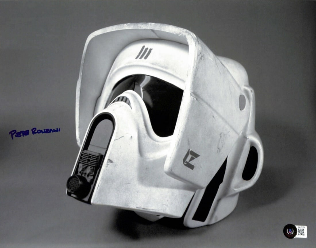 Star Wars Return of the Jedi 11x14 Photo Signed by Pete Ronzani Beckett Authenticated: Star Wars Return of the Jedi 11x14 Photo Signed by Pete Ronzani Beckett Authenticated This is an original 11x14 photograph signed by Pete Ronzani, who served as a mask maker and fabricator for Industr