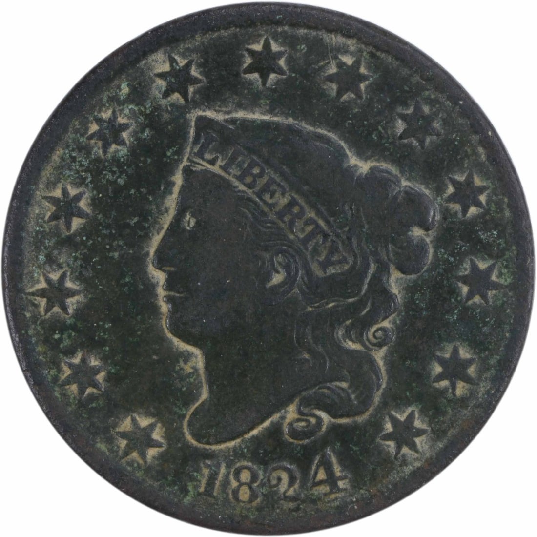 1824 Coronet Head Copper Large Cent VG (1 of 2)