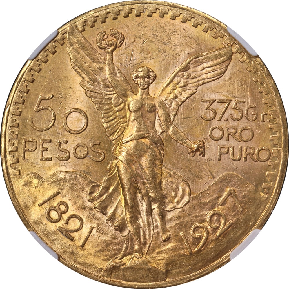 Mexico 50 Peso Gold Coin NGC MS63 1927 (1 of 4)