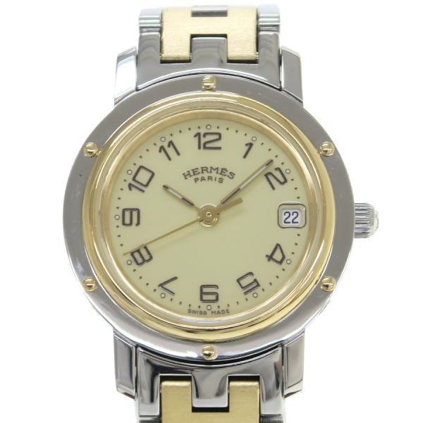 Hermes Clipper 24mm Quartz Gold Plated Steel Women's Wristwatch (1 of 9)