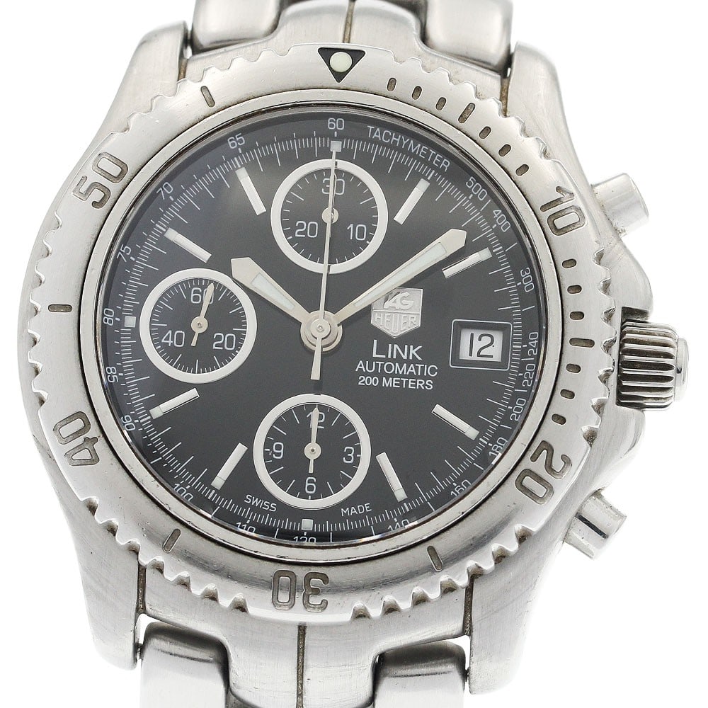 TAG Heuer Link CT2111 Automatic Chronograph Men's Wristwatch: TAG Heuer Link CT2111 Automatic Chronograph Men's Wristwatch This TAG Heuer Link Chronograph Date men's wristwatch features a stainless steel case and bracelet with a black dial. The watch is powered 
