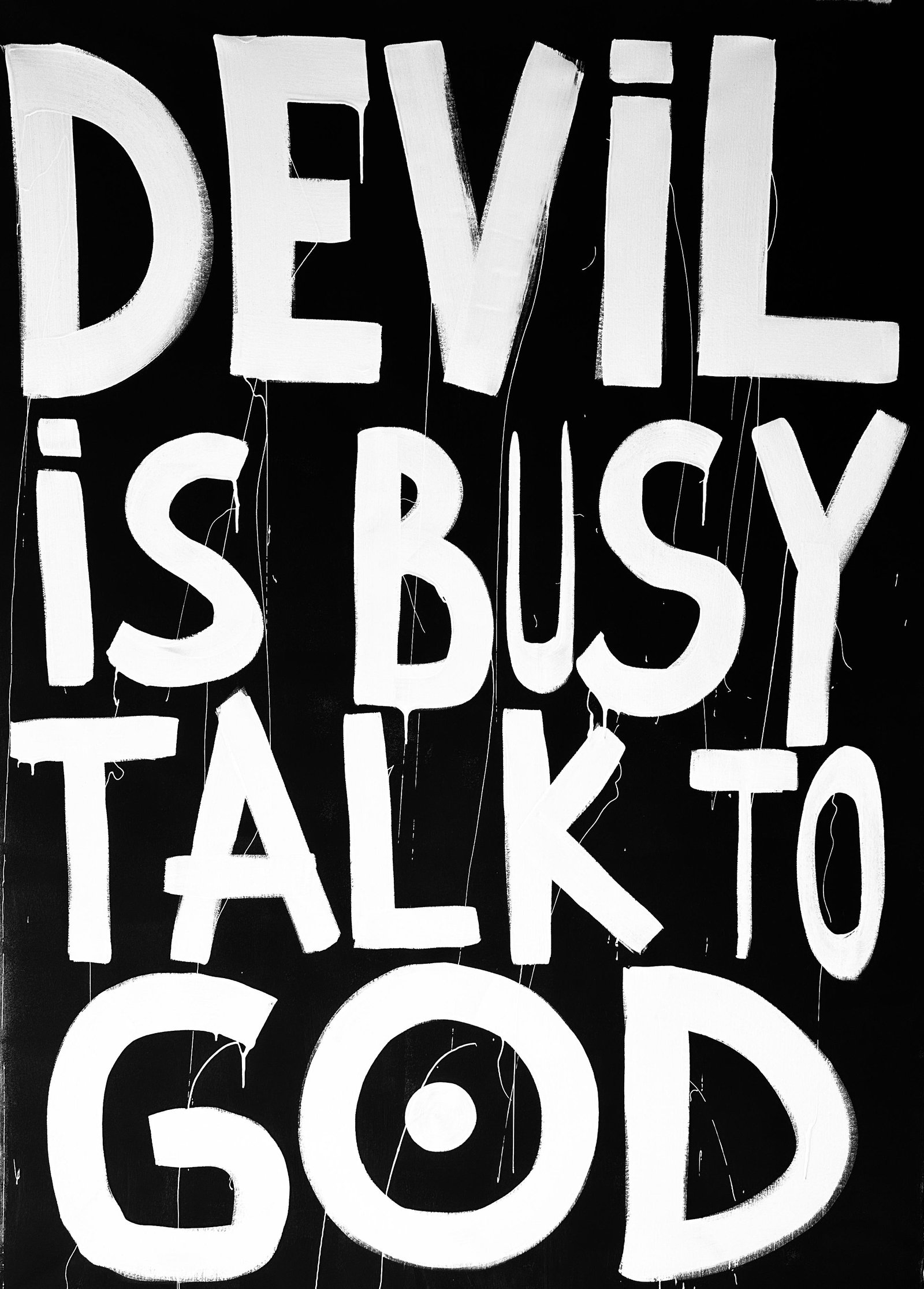 Vera Kochubey Neo-Expressionist Painting Devil is Busy Talk to God 59 x 43 (1 of 6)