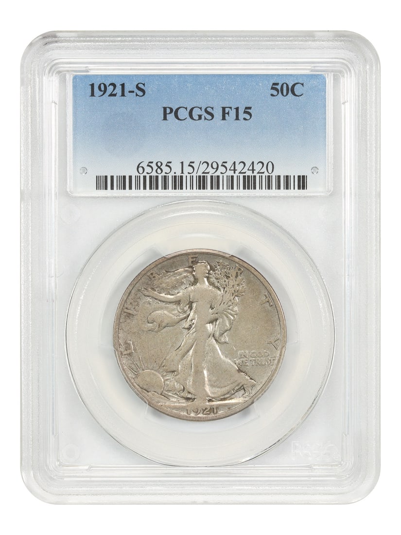 PCGS Fine 15 1921-S Walking Liberty Half Dollar Key Date (1 of 4)