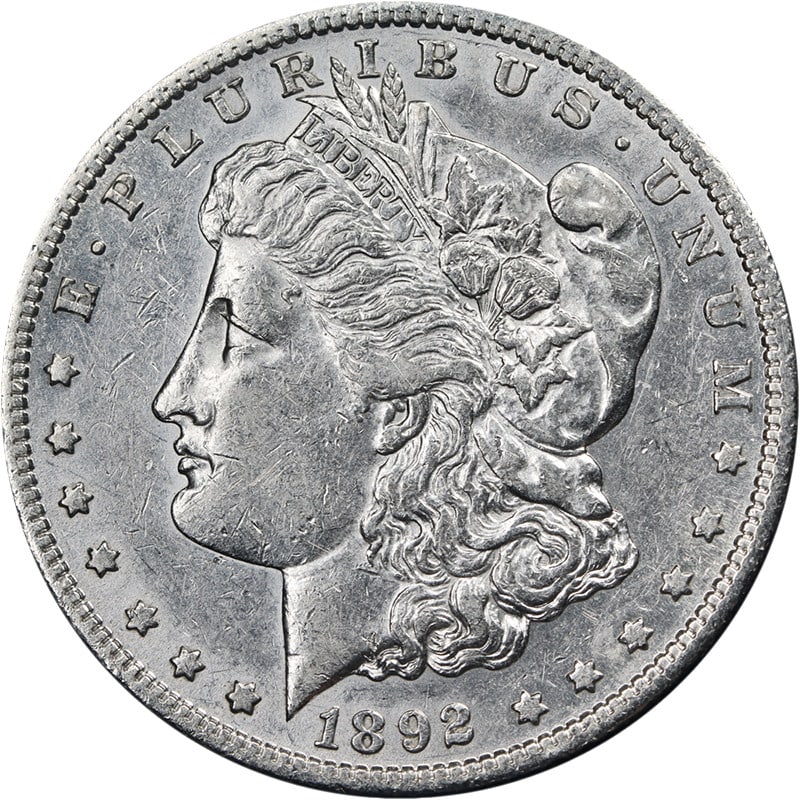 1892 S Morgan Dollar Silver XF AU Details Key Date: 1892 S Morgan Dollar Silver XF AU Details Key Date This 1892-S Morgan Silver Dollar is a key date coin featuring nice luster and a well-defined strike. The coin is circulated and graded as XF/AU Detai
