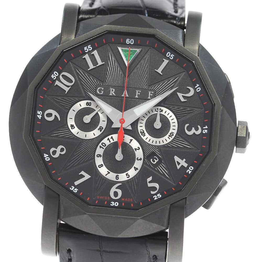 GRAFF 5500HV DLC Men's Chronograph Watch with Emerald Accents (1 of 6)