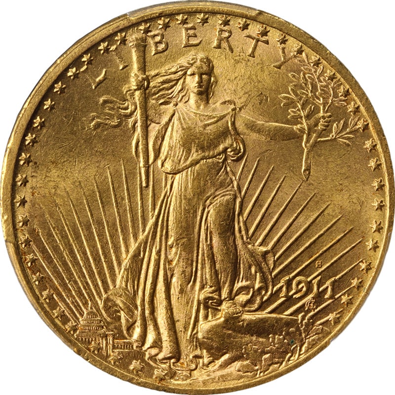 PCGS MS64 1911-S Saint-Gaudens $20 Gold Coin: PCGS MS64 1911-S Saint-Gaudens $20 Gold Coin This 1911-S Saint-Gaudens Gold $20 coin is graded MS64 by PCGS and features excellent eye appeal, vibrant luster, and a strong strike. The coin is composed
