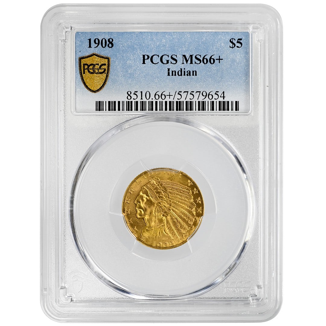 1908 Indian Head $5 Gold PCGS MS66+ (1 of 4)