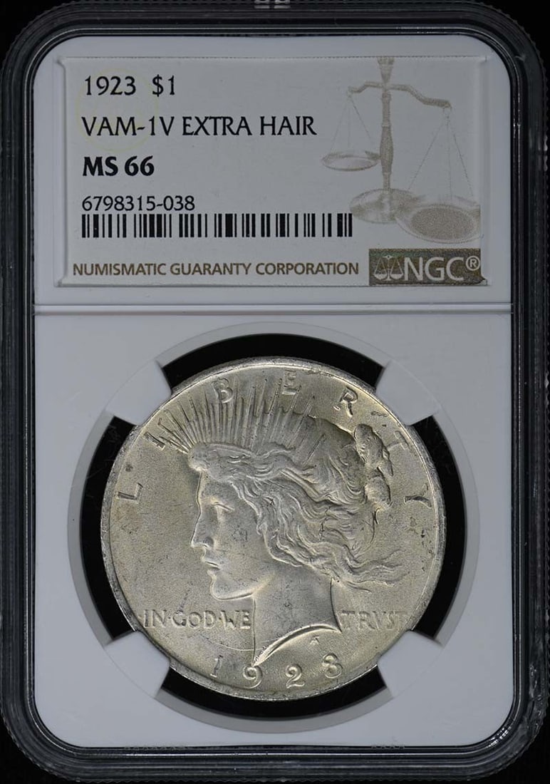 NGC MS66 1923 Peace Dollar VAM-1V Extra Hair (1 of 2)