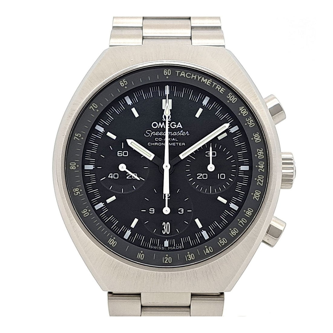 OMEGA Mark II Automatic Stainless Steel Wristwatch: OMEGA Mark II Automatic Stainless Steel Wristwatch This OMEGA Speedmaster Mark II 327.10.43.50.01.001 is a men's wristwatch crafted from stainless steel and features automatic movement. Made in Switze