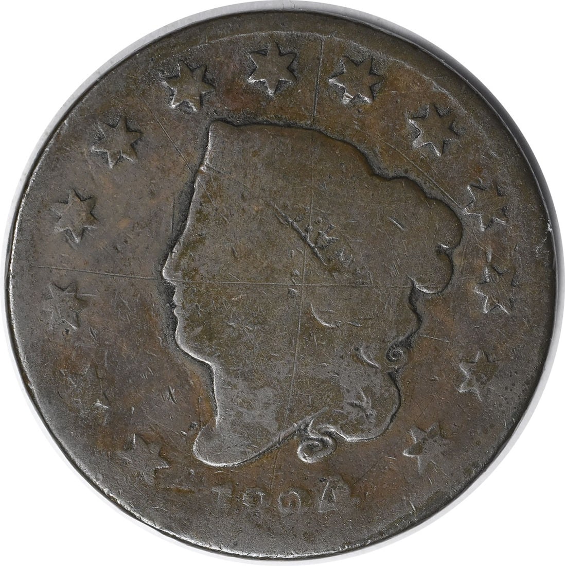 1824 Large Cent Coronet Head Copper Coin AG Uncertified: 1824 Large Cent Coronet Head Copper Coin AG Uncertified This 1824 Large Cent, featuring the Coronet Head design by Robert Scot, is a remarkable piece of numismatic history. Minted in Philadelphia, thi