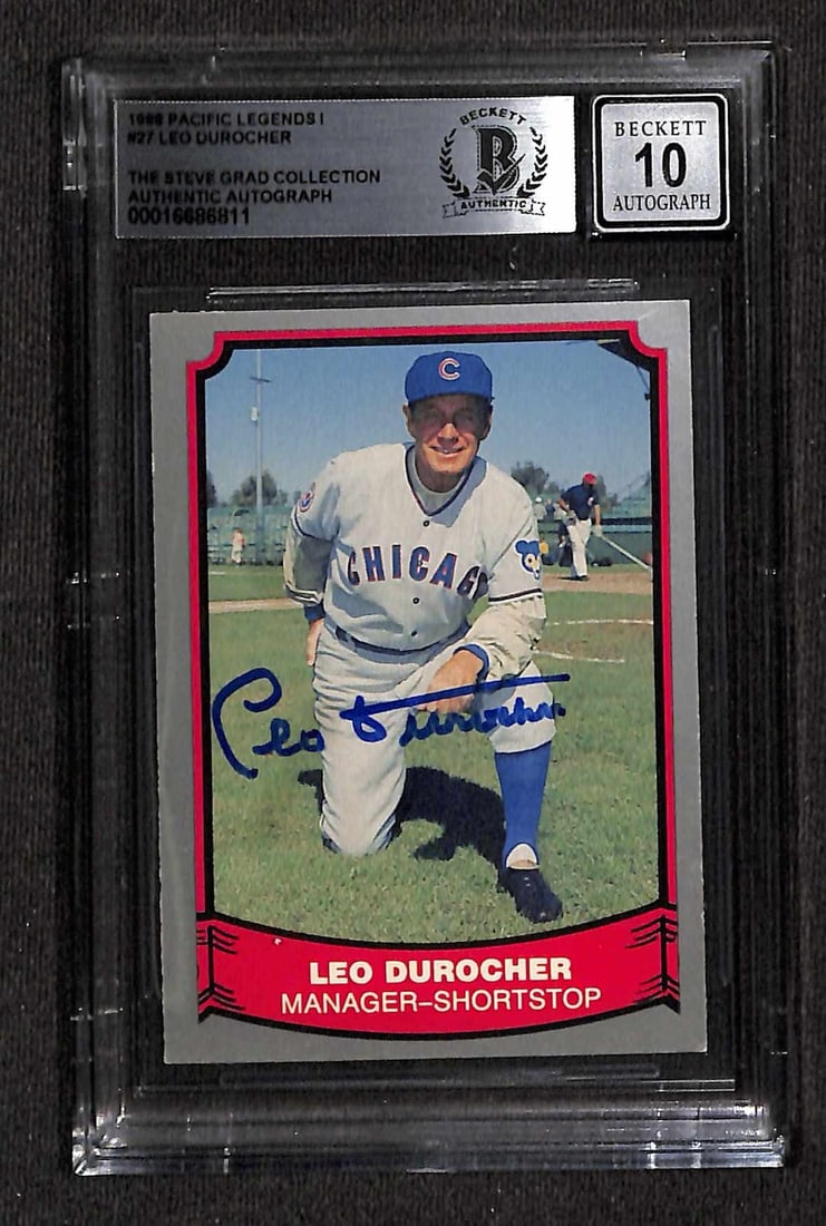 Autographed Leo Durocher 1988 Pacific Legends Card Beckett 10 Cubs Hall of Fame (1 of 1)