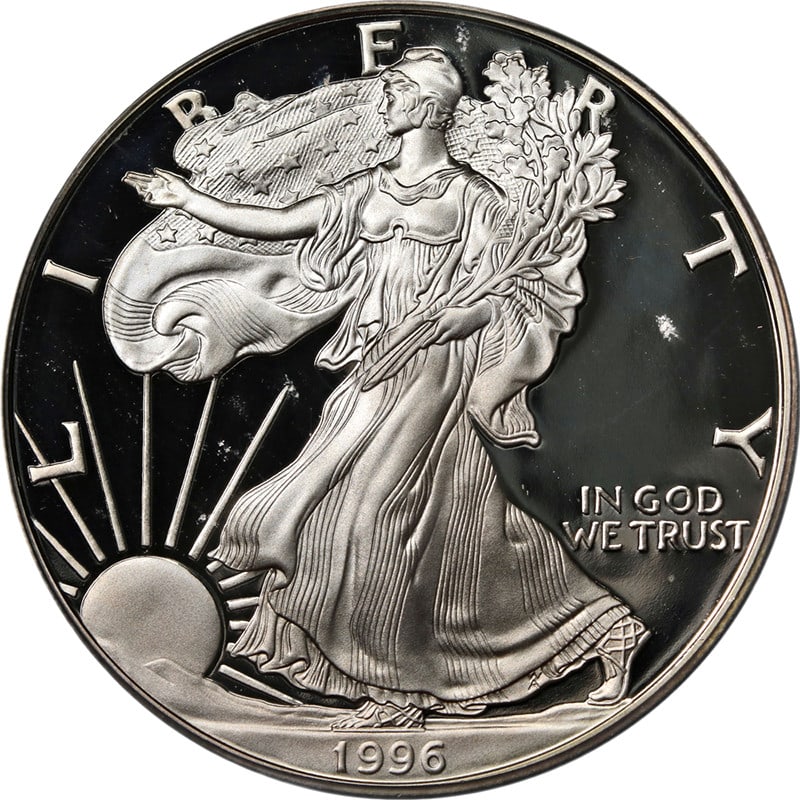 1996-P Silver American Eagle $1 ICG PR70 Deep Cameo Coin (1 of 4)
