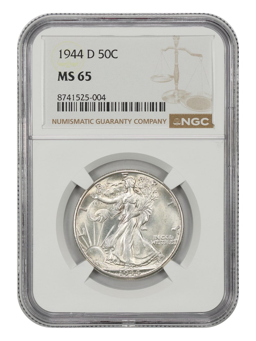 NGC MS65 1944-D Walking Liberty Half Dollar: NGC MS65 1944-D Walking Liberty Half Dollar This is a 1944-D Walking Liberty Half Dollar graded MS65 by NGC. The coin is uncirculated and originates from the Denver Mint. It belongs to the Walking Lib