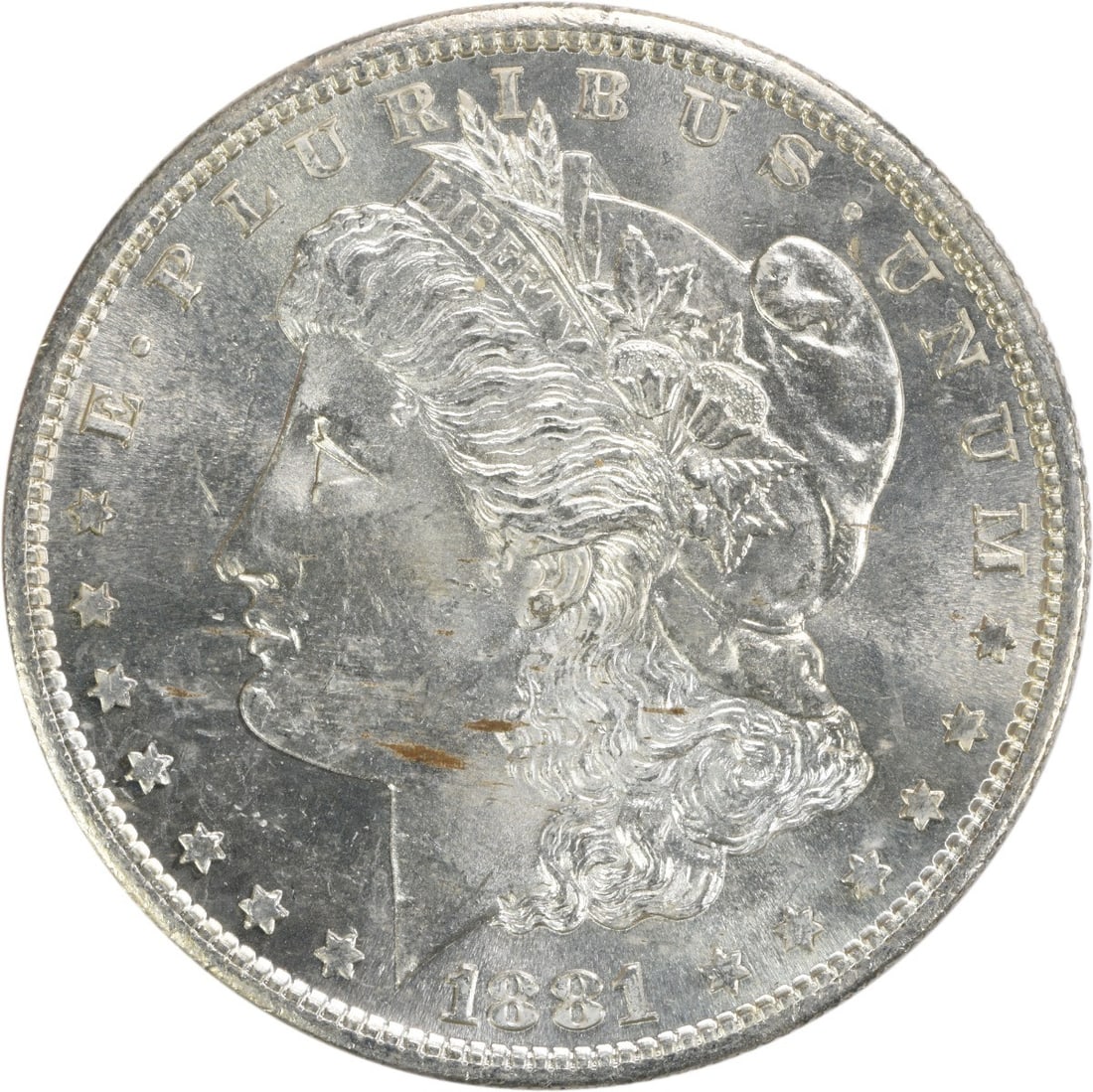 Uncirculated 1881 S Morgan Silver Dollar Brilliant Uncertified US Coin (1 of 2)