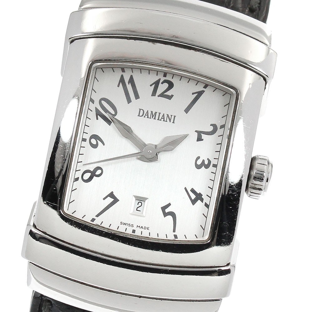 Damiani Ego automatic date ladies wristwatch: Damiani Ego automatic date ladies wristwatch This Damiani Ego Date women's wristwatch features a stainless steel case and a silver dial, paired with a non-OEM leather bracelet. The automatic movement 