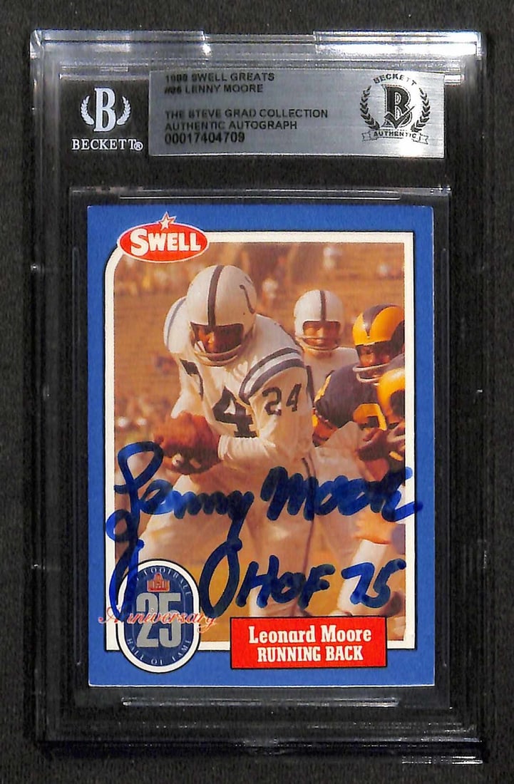 Lenny Moore Signed 1988 Swell Greats #86 Football Card Beckett Authenticated (1 of 1)