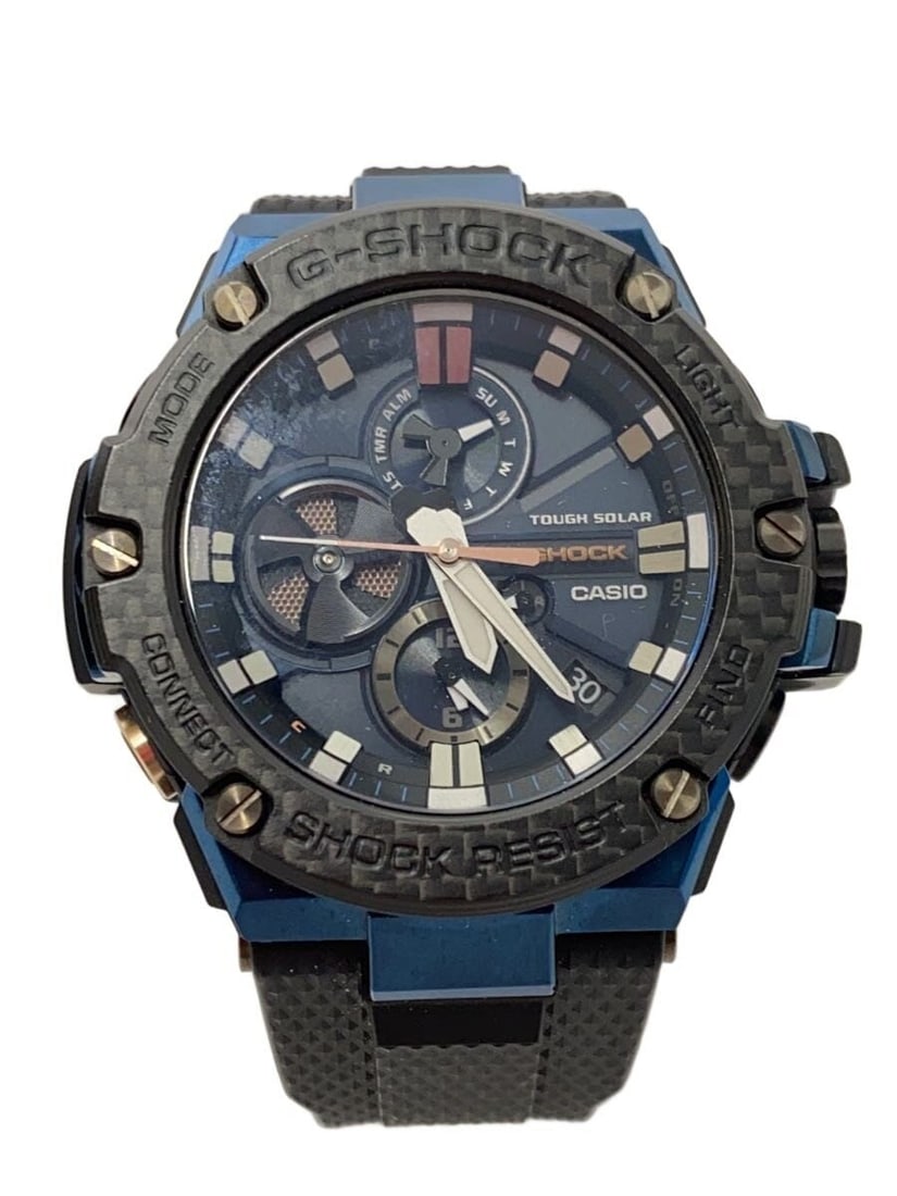 CASIO G SHOCK Black Rubber Men's Wristwatch GST-B100XB-2AJF: CASIO G SHOCK Black Rubber Men's Wristwatch GST-B100XB-2AJF This CASIO G-SHOCK GST-B100XB-2AJF men's wristwatch features a durable black rubber band and a robust case. The watch is pre-owned and shows
