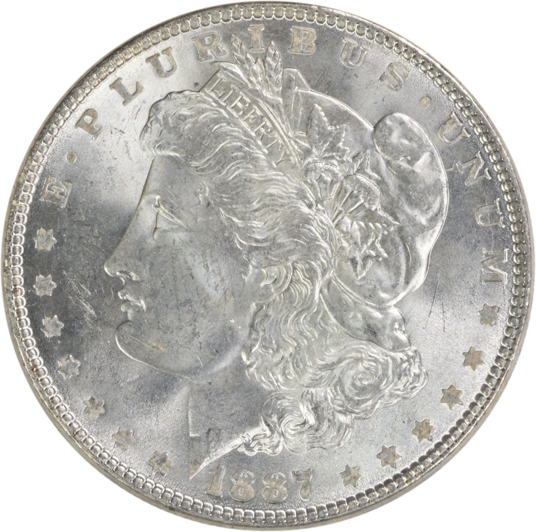 Choice BU 1887 Silver Dollar Morgan Uncirculated Uncertified Coin: Choice BU 1887 Silver Dollar Morgan Uncirculated Uncertified Coin This is a pre-owned 1887 Morgan Silver Dollar from the United States, featuring a Choice Brilliant Uncirculated (BU) grade. The coin i