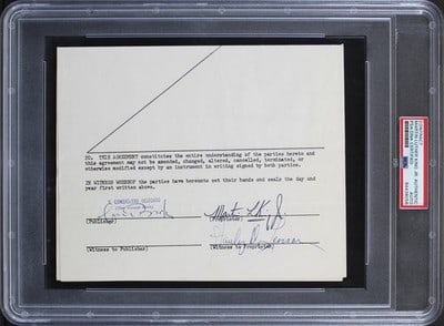Signed 7x8.5 Contract Excerpt for Why We Can't Wait Authenticated by PSA/DNA: Signed 7x8.5 Contract Excerpt for Why We Can't Wait Authenticated by PSA/DNA This is an original 7 x 8.5 inch excerpt from the Italian publishing rights contract for Martin Luther King Jr.'s book "Why