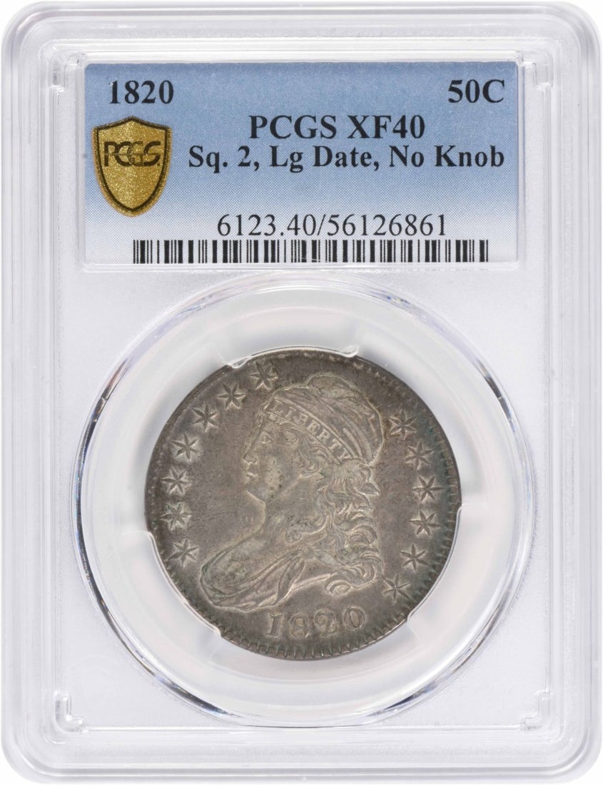 PCGS EF40 1820 Capped Bust Half Dollar Square 2 Large Date (1 of 4)