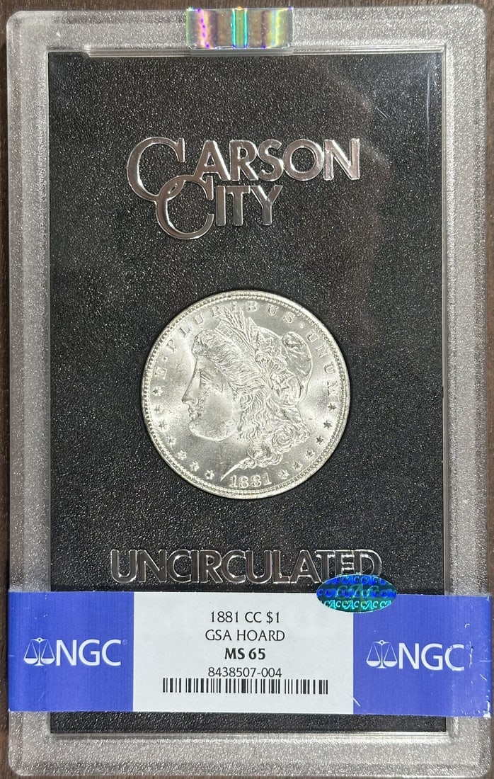 NGC CAC 1881-CC Morgan Silver Dollar MS65 With Box and COA (1 of 4)