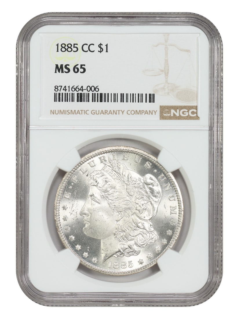 NGC MS65 1885 Carson City Morgan Silver Dollar: NGC MS65 1885 Carson City Morgan Silver Dollar This is an 1885-CC Morgan Dollar certified by NGC in Mint State 65 condition. Struck at the Carson City Mint, this coin is notable for its low mintage, m