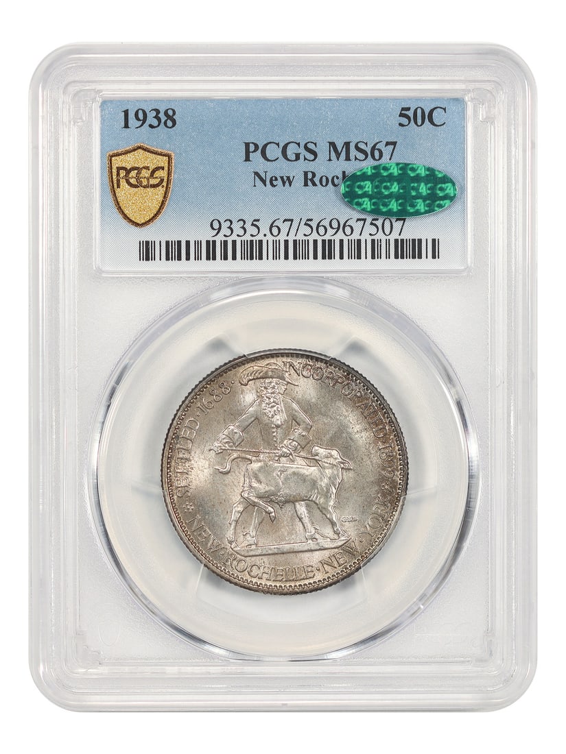 1938 PCGS CAC MS67 New Rochelle 50C Silver Commemorative (1 of 5)
