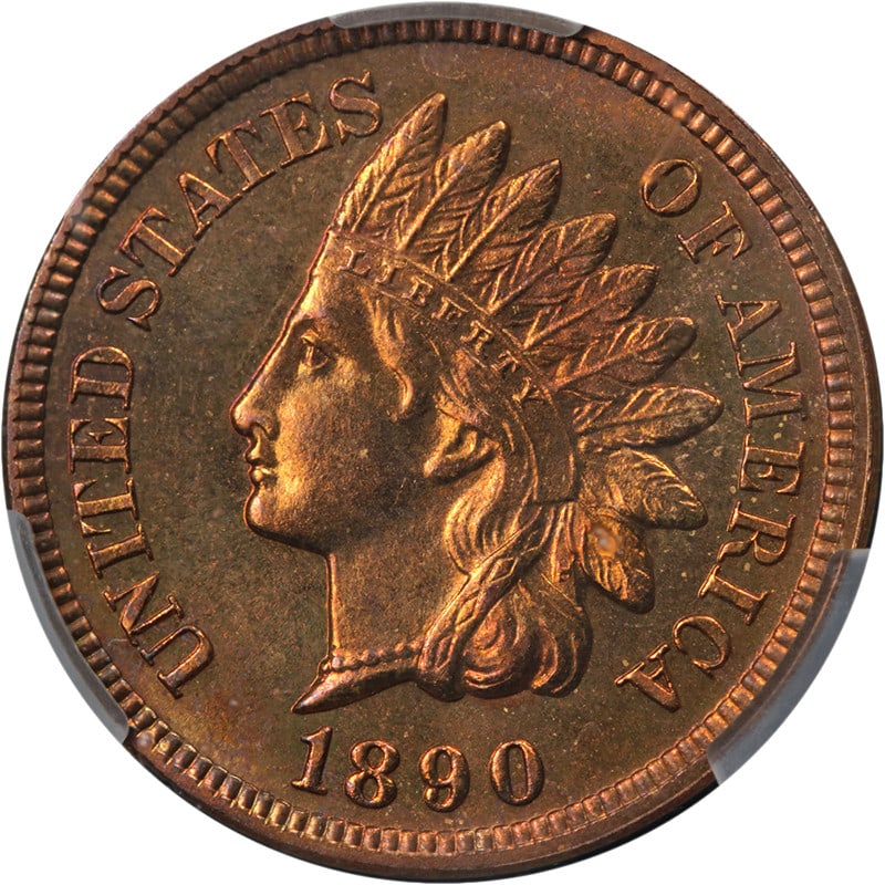 1890 Indian Head Cent Proof CAC PR66 RB (1 of 4)