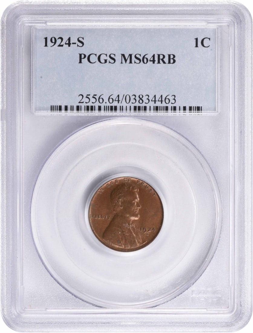 PCGS MS64RB 1924-S Lincoln Wheat Copper Cent (1 of 4)