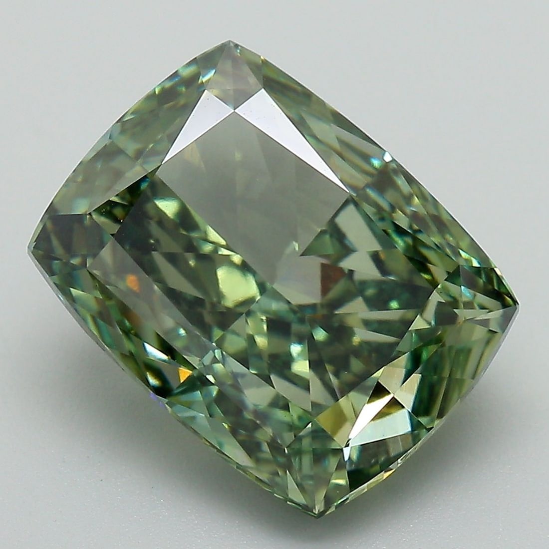 Loose Diamond - CUSHION MODIFIED 7.06ct Fancy Vivid Green VS1: Loose Diamond - CUSHION MODIFIED 7.06ct Fancy Vivid Green VS1 Source: This is a real non-mined Diamond that has been grown in a lab Shape: CUSHION MODIFIED Carats: 7.06 Color: Fancy Vivid Green