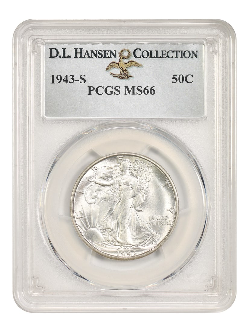 PCGS MS66 1943-S Walking Liberty Half Dollar 50C: PCGS MS66 1943-S Walking Liberty Half Dollar 50C This is a 1943 Walking Liberty Half Dollar with a denomination of 50 cents, minted in San Francisco. The coin is PCGS certified and is in pre-owned con