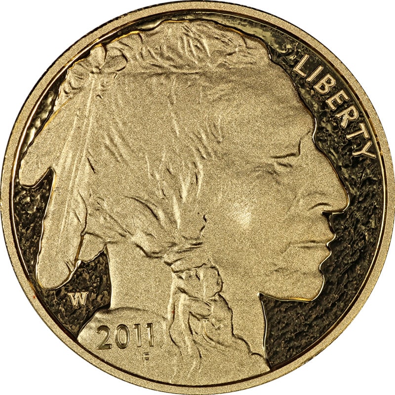 2011-W $50 Gold Buffalo Proof Coin with OGP and COA: 2011-W $50 Gold Buffalo Proof Coin with OGP and COA This 2011-W Buffalo Gold $50 Proof coin is composed of .9999 fine gold and comes in its original government packaging with a certificate of authenti