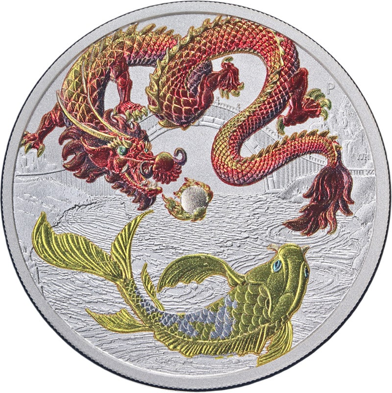 2023 Australia Silver $1 Dragon Koi Coin UNC 1 Ounce Myth & Legends: 2023 Australia Silver $1 Dragon Koi Coin UNC 1 Ounce Myth & Legends This stunning 2023 Australia 1 Ounce Silver $1 coin features the captivating design of the Chinese Myth & Legends Dragon Koi. Crafte