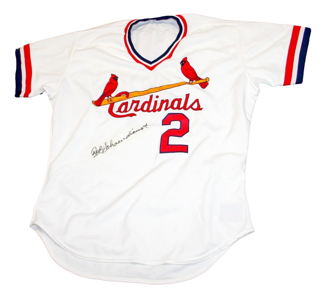 Red Schoendienst Signed 1991 Game Used Cardinals Jersey JSA: Red Schoendienst Signed 1991 Game Used Cardinals Jersey JSA Own a piece of baseball history with this authentic Red Schoendienst autographed 1991 St. Louis Cardinals game-used jersey. This original je