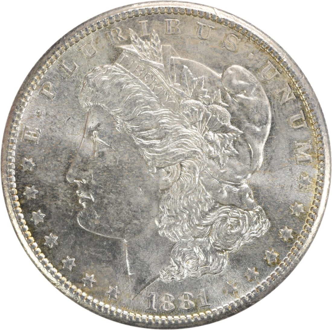 Uncirculated 1881 San Francisco Morgan Dollar Silver Coin BU Grade: Uncirculated 1881 San Francisco Morgan Dollar Silver Coin BU Grade This 1881-S Morgan Silver Dollar is an uncirculated coin in brilliant uncirculated (BU) condition. Composed of silver, it was minted 