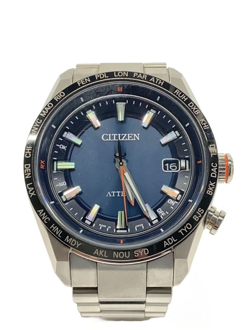 Citizen Attesa Titanium Navy Men's Wristwatch H145-007JD02: Citizen Attesa Titanium Navy Men's Wristwatch H145-007JD02 This CITIZEN ATTESA H145-007JD02 men's wristwatch features a navy titanium case and band, offering both durability and a modern look. Designe