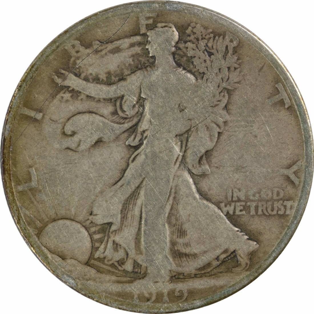 1919-D Walking Liberty Silver Half Dollar VG 90% Silver Coin (1 of 2)