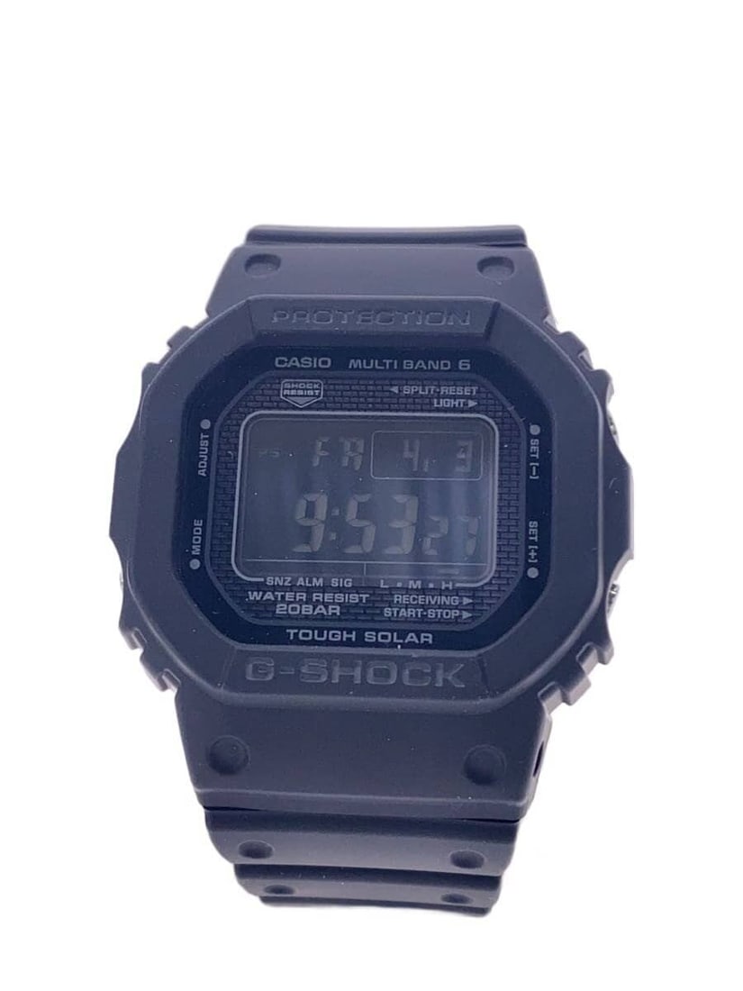 CASIO GW-5000HS-1JF Black Rubber Square Solar Wristwatch: CASIO GW-5000HS-1JF Black Rubber Square Solar Wristwatch This CASIO G-SHOCK GW-5000HS-1JF is a radio-controlled, solar-powered wristwatch designed for men. Featuring a monotone black color scheme, the