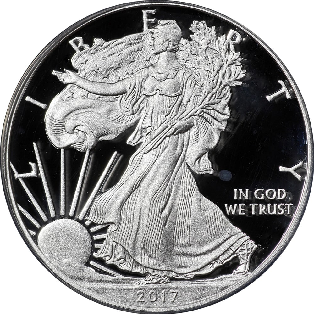 2017-W Silver American Eagle $1 ANACS PR70 DCAM First Strike: 2017-W Silver American Eagle $1 ANACS PR70 DCAM First Strike This 2017-W Silver American Eagle $1 coin is certified by ANACS with a PR70 DCAM First Strike Label, ensuring it is in uncirculated conditi