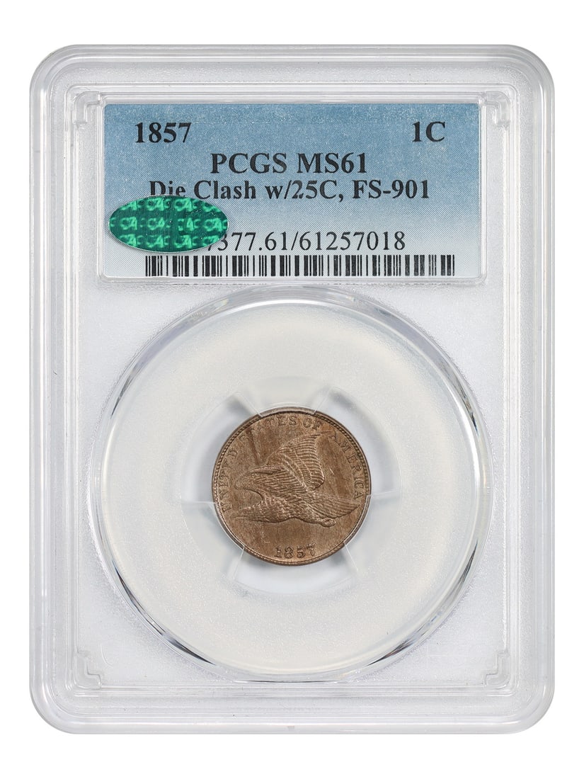 1857 Flying Eagle Cent PCGS CAC MS61 FS-901 Die Clash (1 of 4)