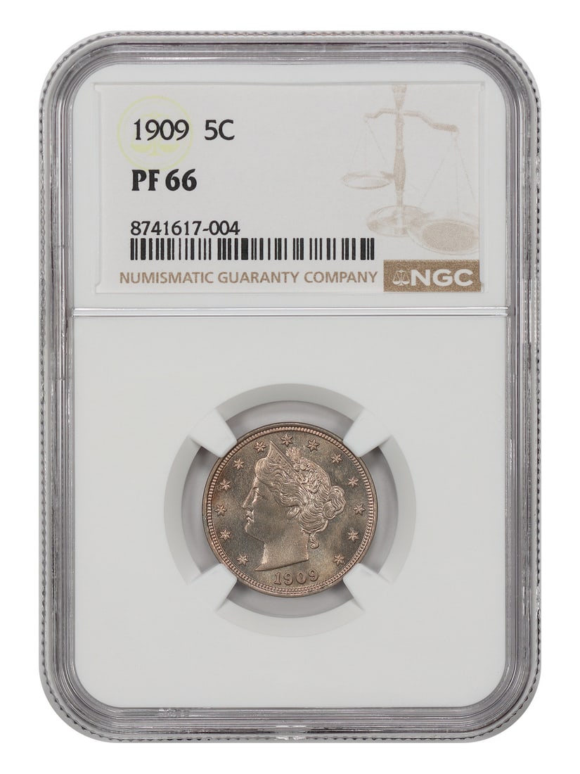 1909 Proof Liberty Nickel NGC Graded PR66 Philadelphia Mint: 1909 Proof Liberty Nickel NGC Graded PR66 Philadelphia Mint This is a 1909 Liberty Nickel graded PR66 by NGC. The coin is uncirculated and features a proof strike, minted in Philadelphia. With a minta