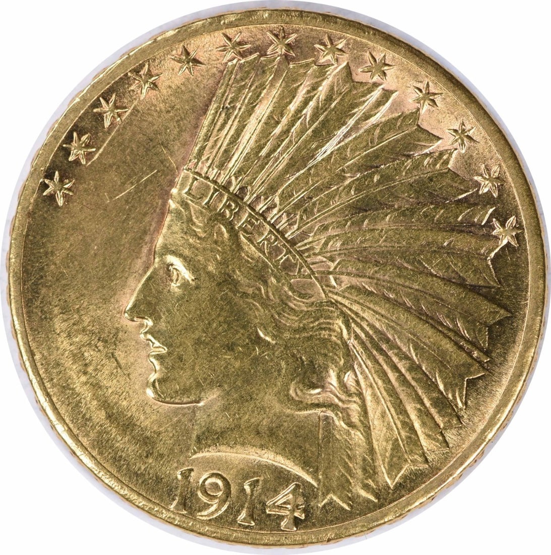 1914-D $10 Gold Indian Coin by Augustus Saint Gaudens (1 of 2)