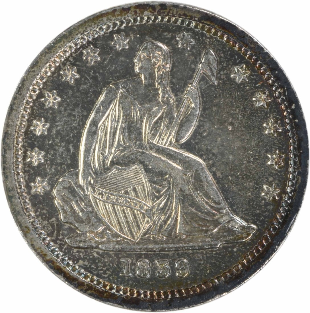 1839 Seated Liberty 25C No Drapery Silver Quarter Uncertified AU (1 of 2)