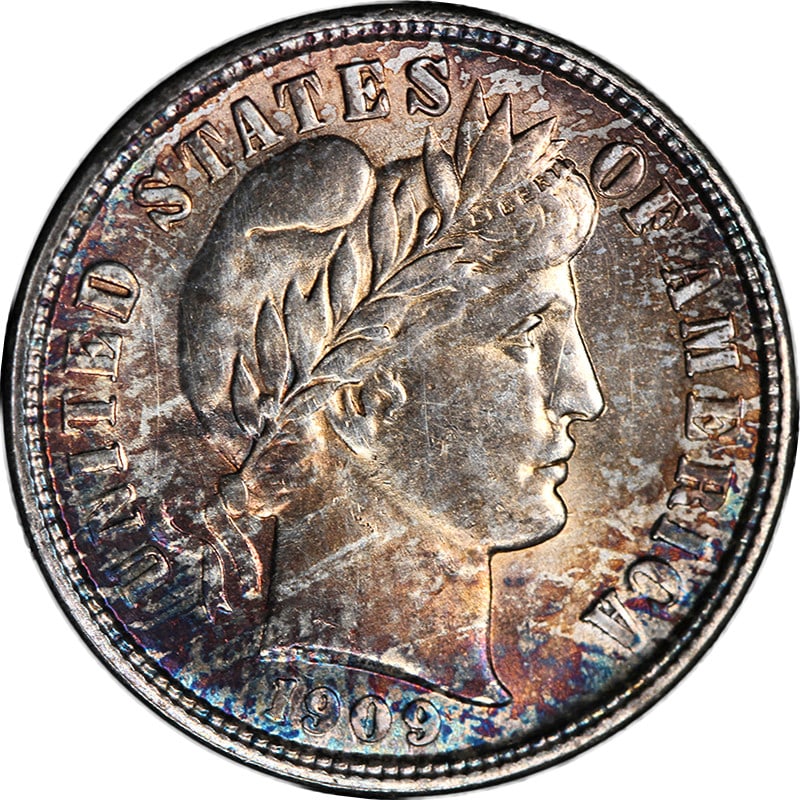 Choice BU Plus 1909-S San Francisco Barber Dime Silver Uncirculated Coin (1 of 2)