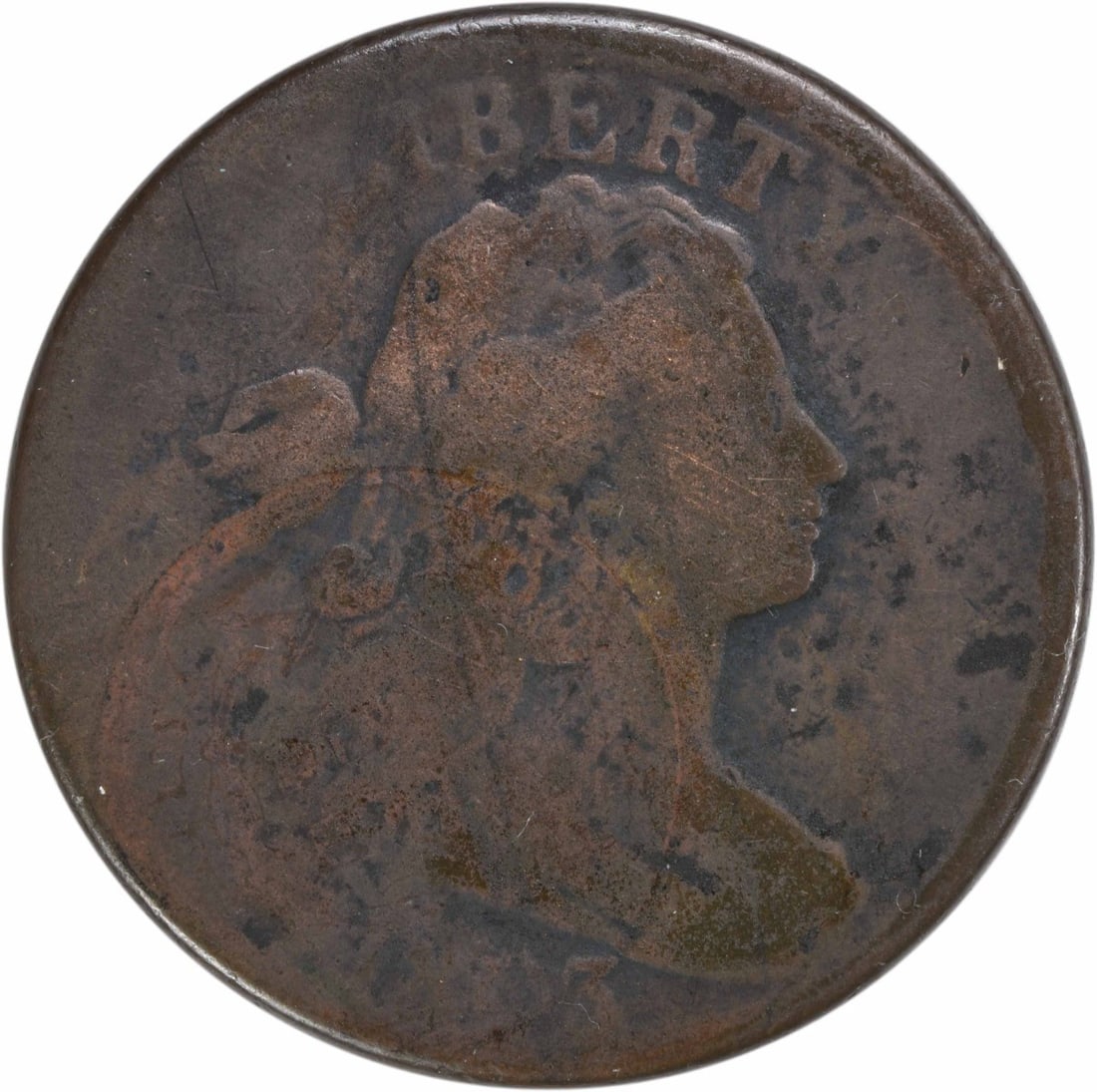 1803 Draped Bust Large Cent Copper Coin AG Uncertified: 1803 Draped Bust Large Cent Copper Coin AG Uncertified This 1803 Large Cent, featuring the iconic Draped Bust design by Robert Scot, is a noteworthy piece for coin collectors. Minted in Philadelphia, 